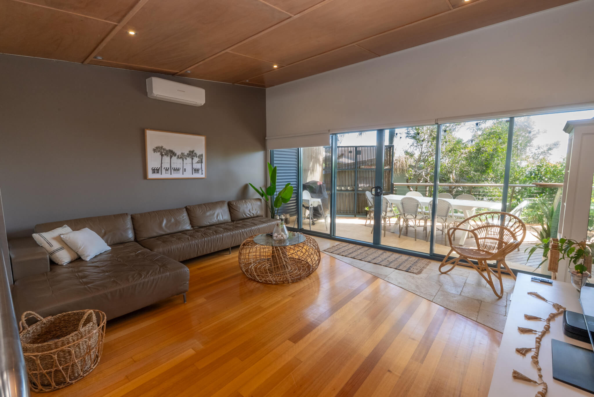 Living room opening onto the outdoor deck