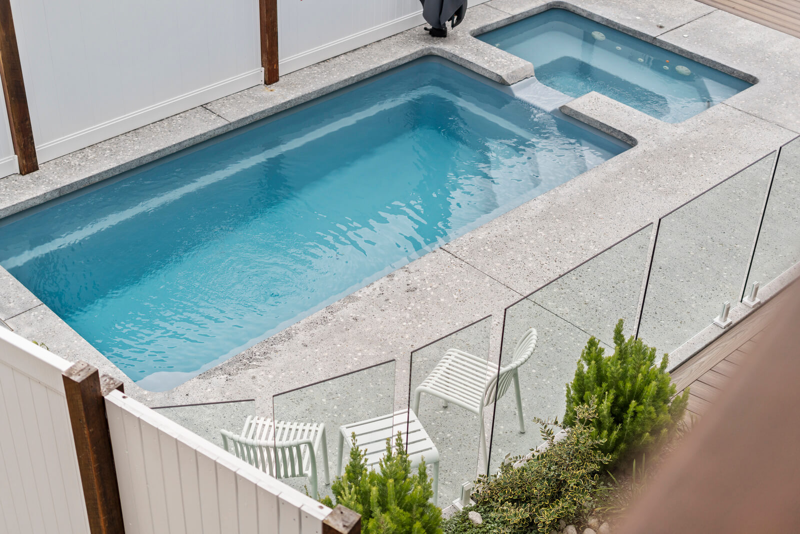 Private pool area with clean modern surrounds