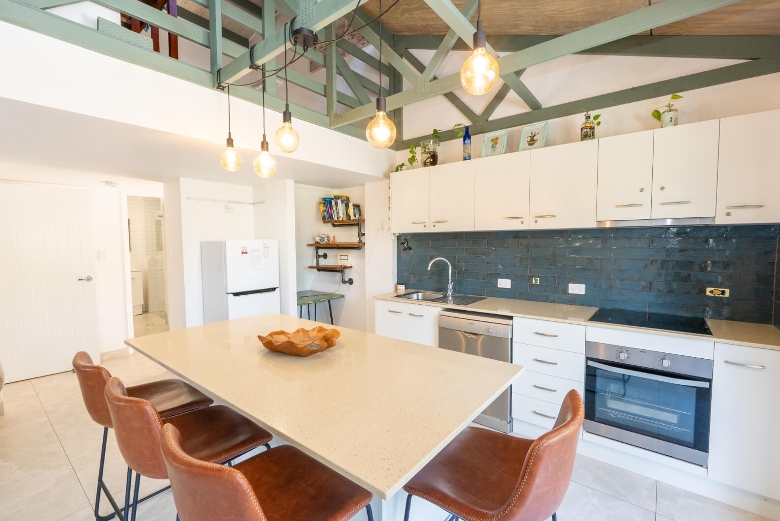 Combined kitchen and dining space with modern finishes