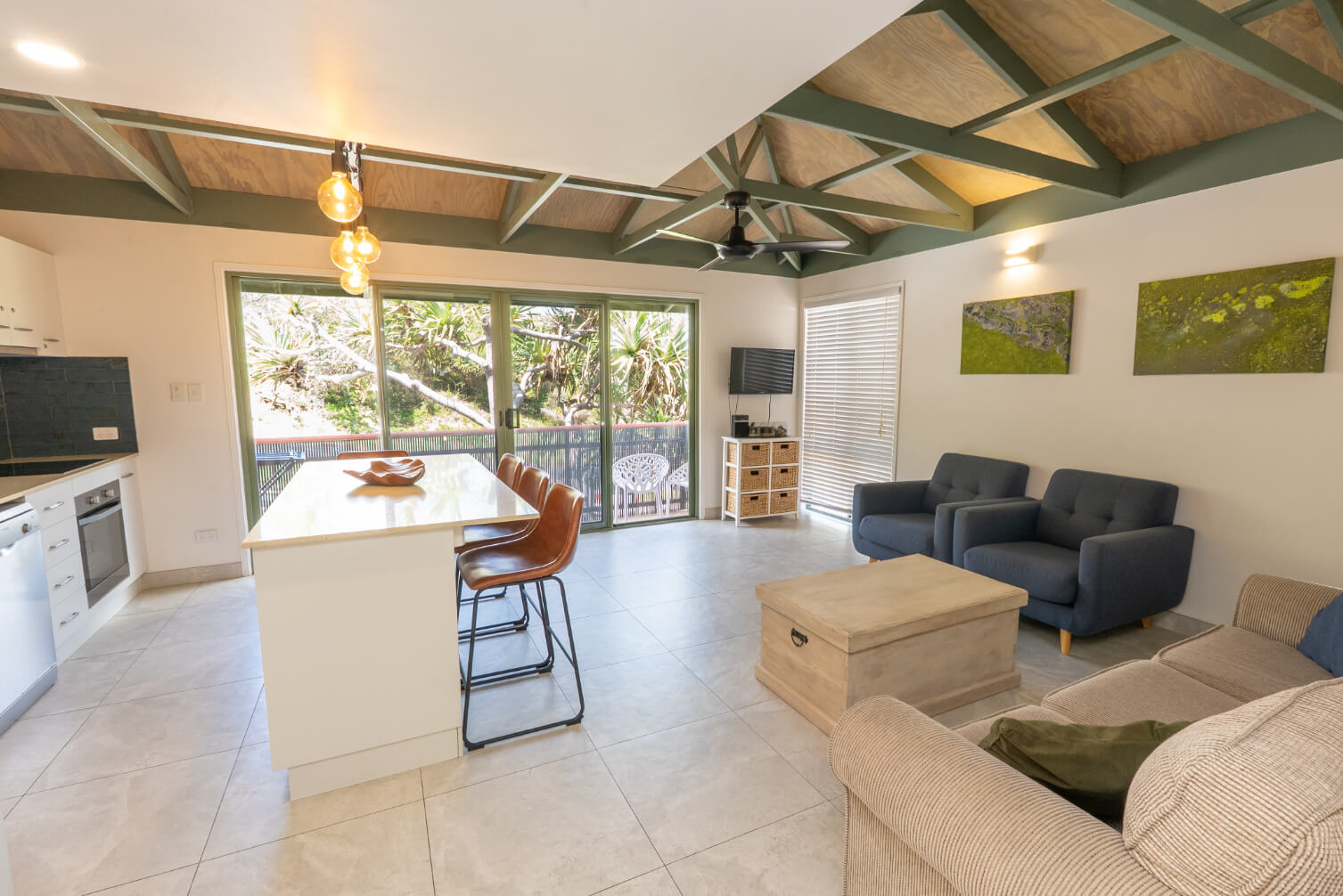 Open-plan lounge and dining area for group stays