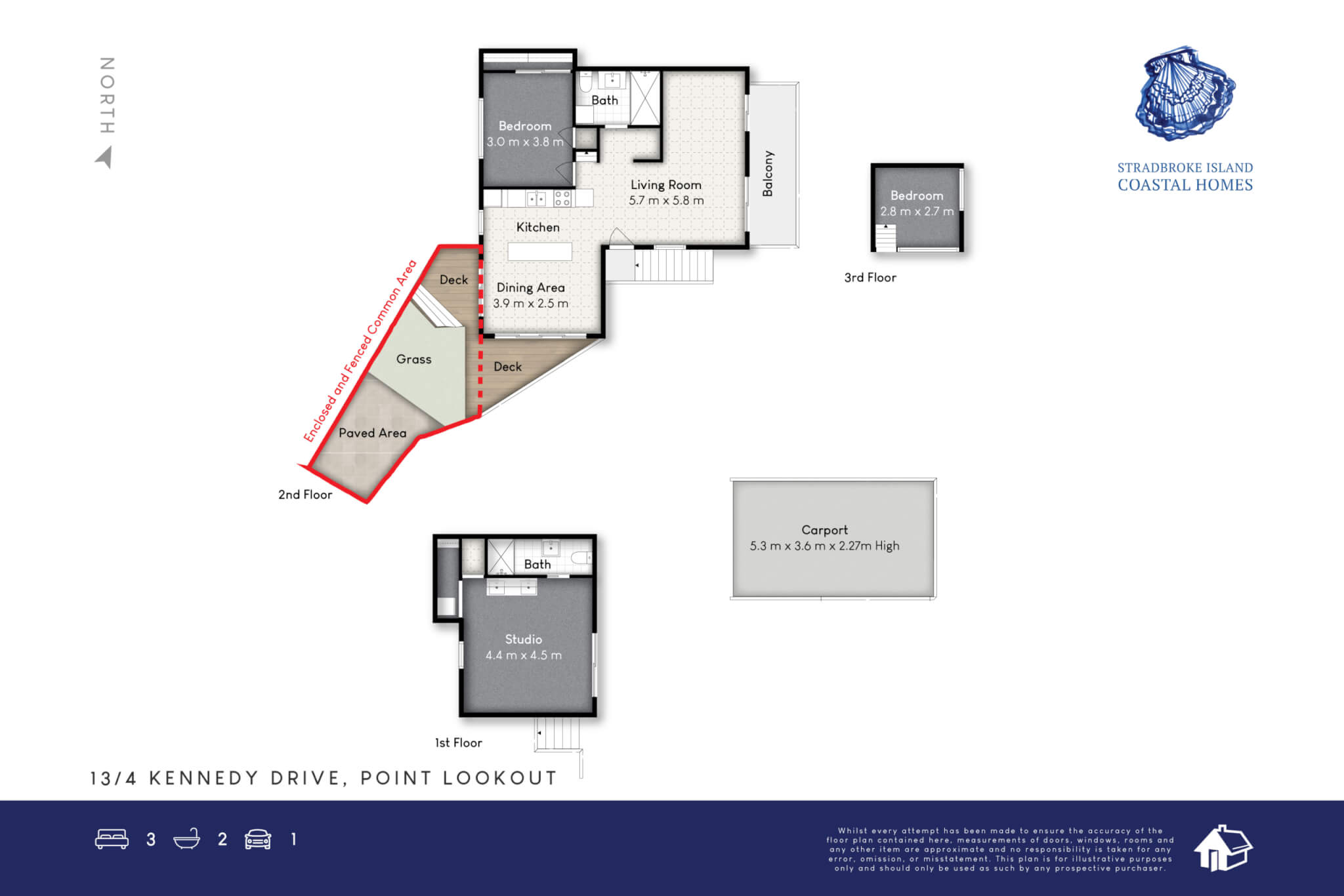 Coastal home accommodation floor plan 13 Kennedy Drive Point Lookout