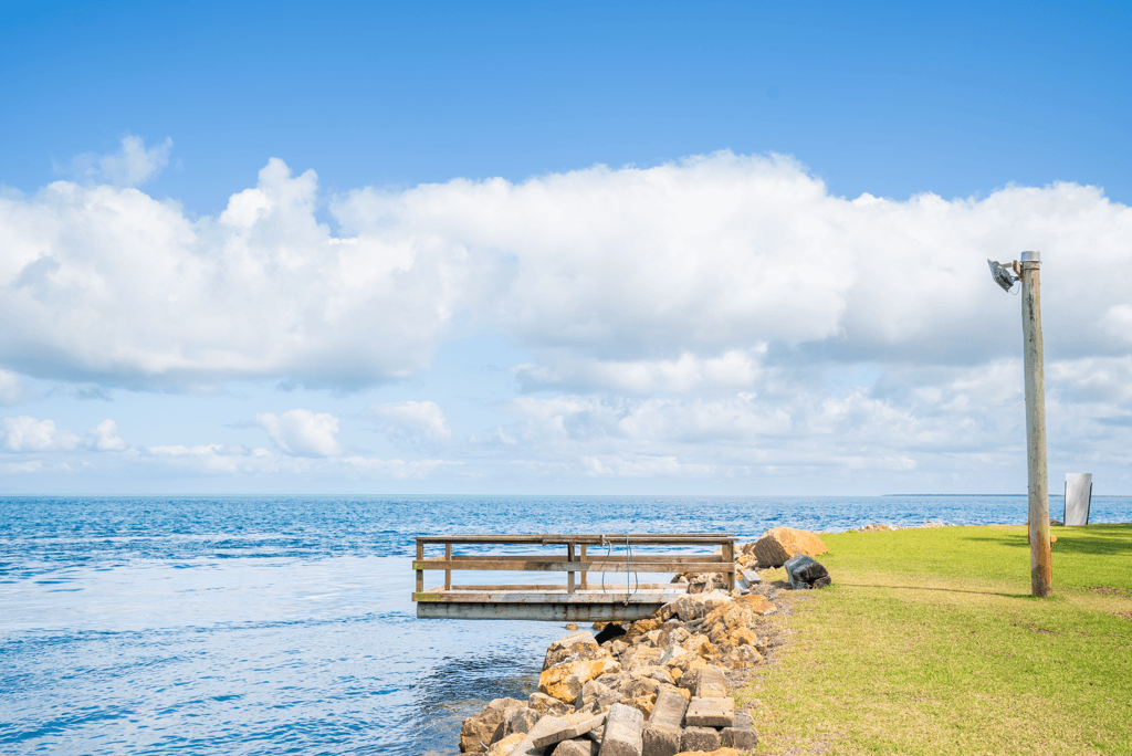 Coastal home accommodation beachfront rock formations North Stradbroke Island
