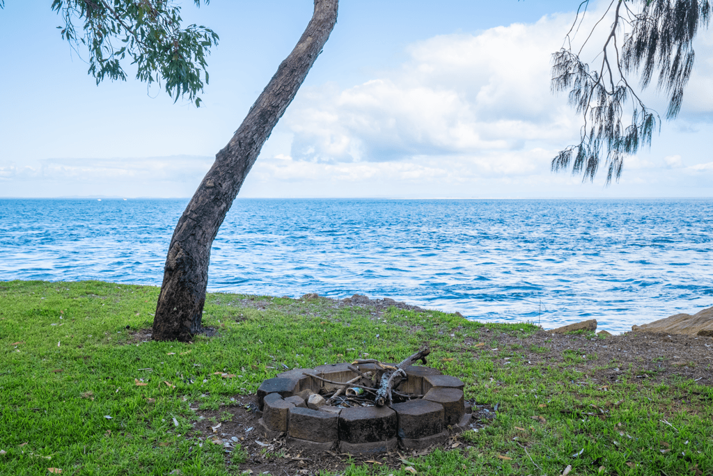 Coastal home accommodation beachfront outdoor fire pit North Stradbroke Island