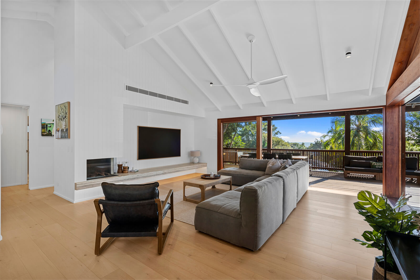 Coastal home accommodation lounge with ocean views Point Lookout