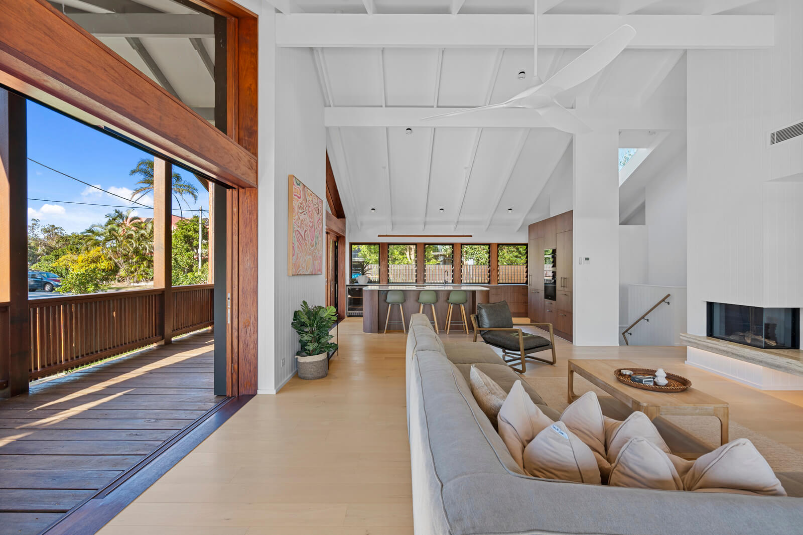 Coastal home accommodation lounge with ocean views North Stradbroke Island